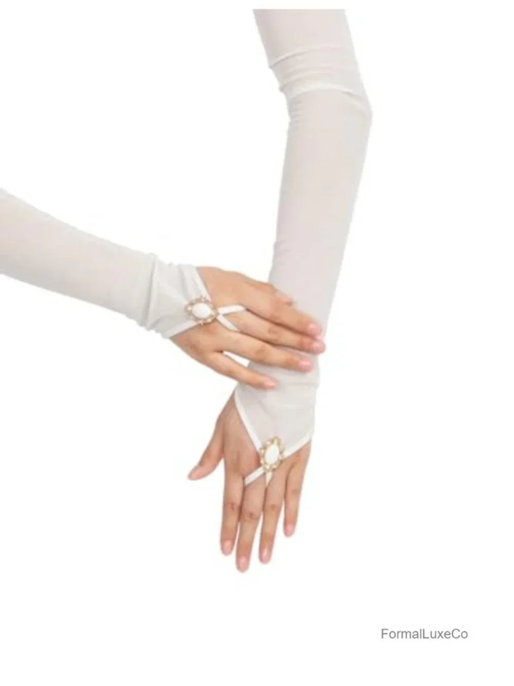Long Fingerless Tulle Mesh Gloves for Wedding Opera Party Cosplay